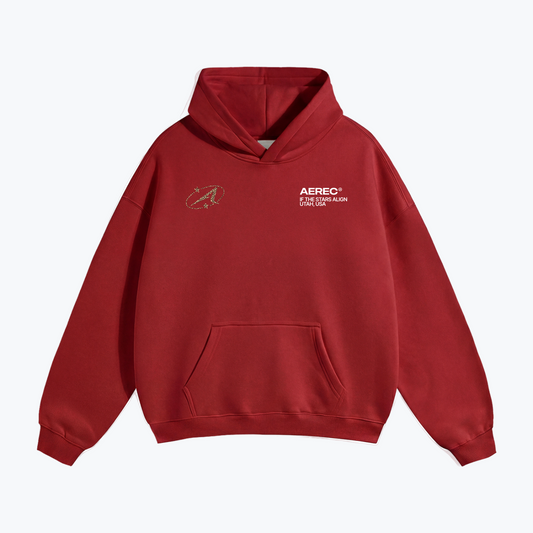 "BLONDES HAVE MORE FUN" HEAVYWEIGHT LEOPARD HOODIE - RED