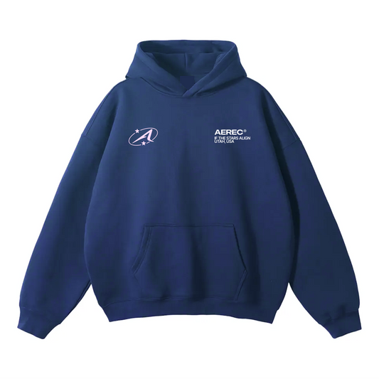 "TWIN STARS" HEAVYWEIGHT CLASSIC HOODIE - NAVY