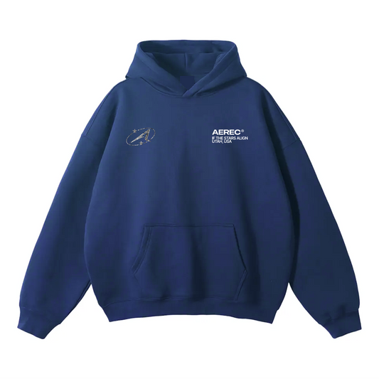 "TWIN STARS" HEAVYWEIGHT DISCO HOODIE - NAVY