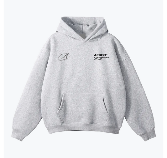 "TWIN STARS" HEAVYWEIGHT DISCO HOODIE - GREY