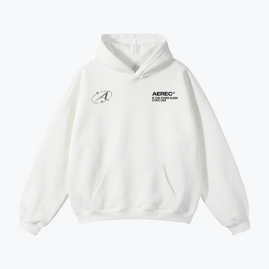 "TWIN STARS" HEAVYWEIGHT DISCO HOODIE - WHITE